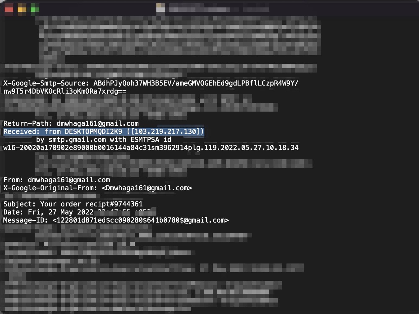 email header