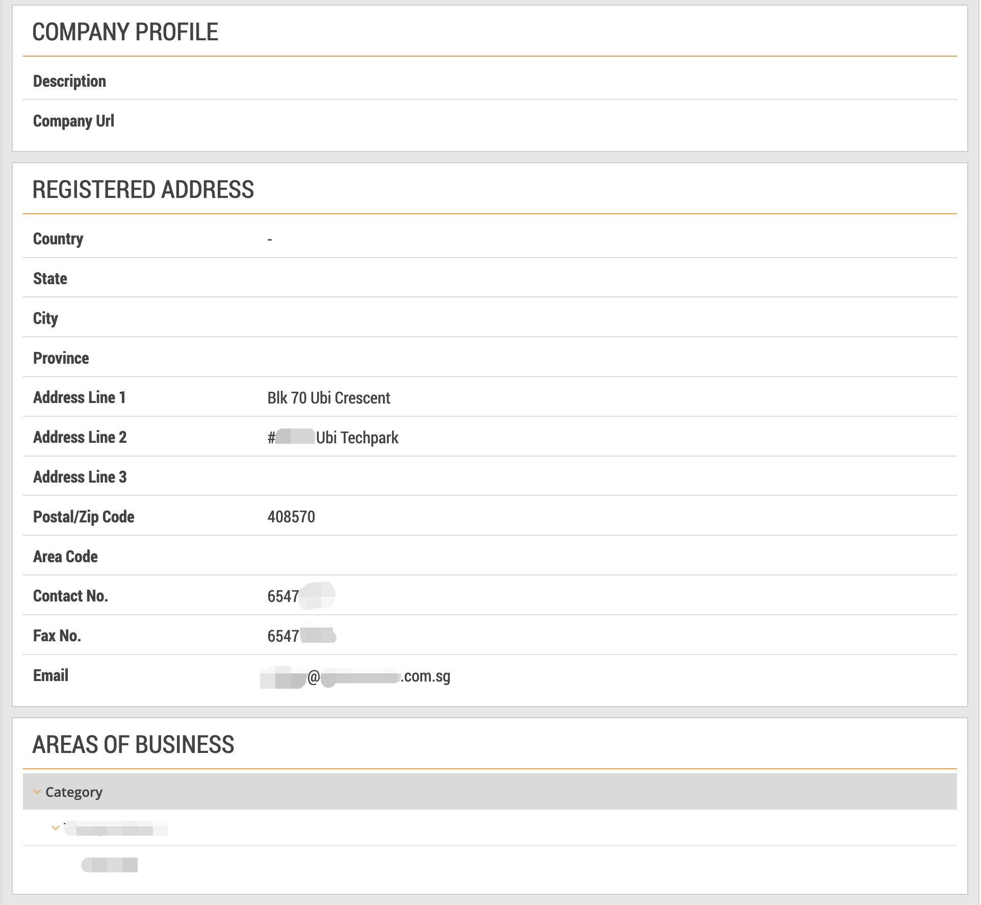 Contact Data Listed in Gebiz