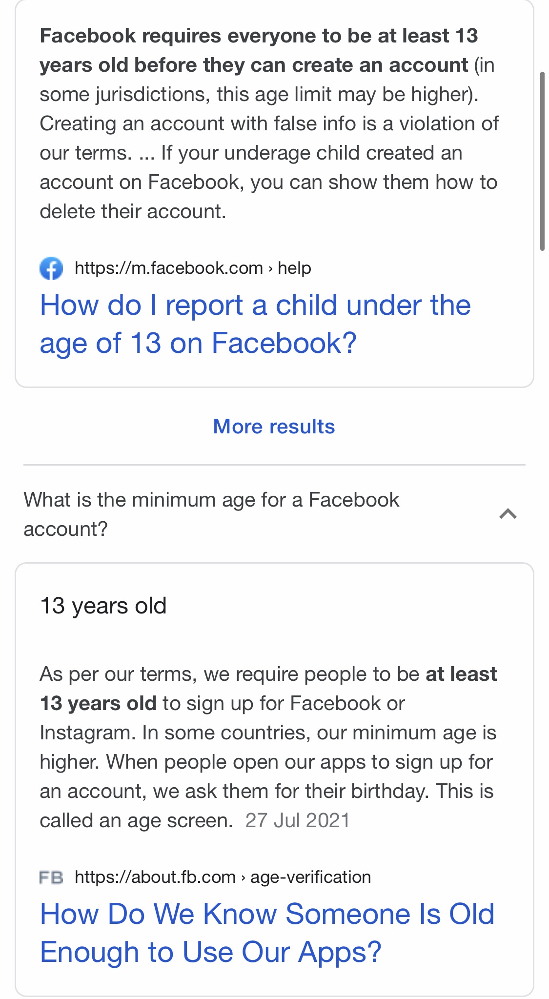 Legal age to join and use Facebook